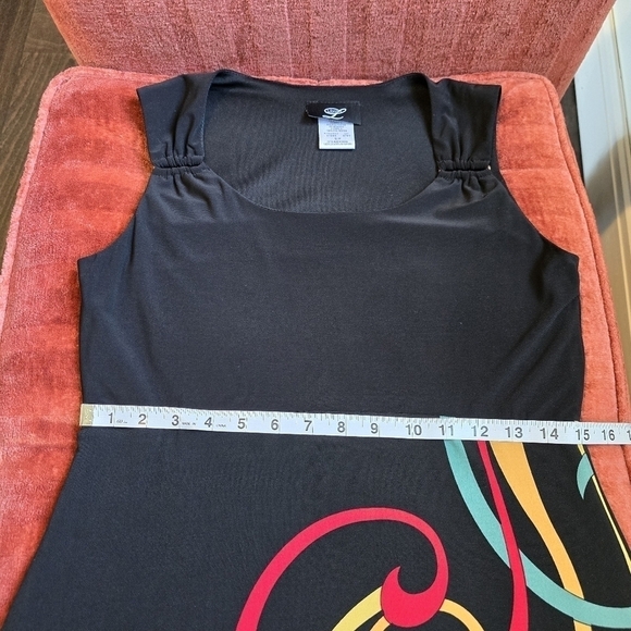 Libra Sleeveless Black Dress Layered Multi-Colored Skirt & Shoulder Detail Sz. S - Picture 8 of 11